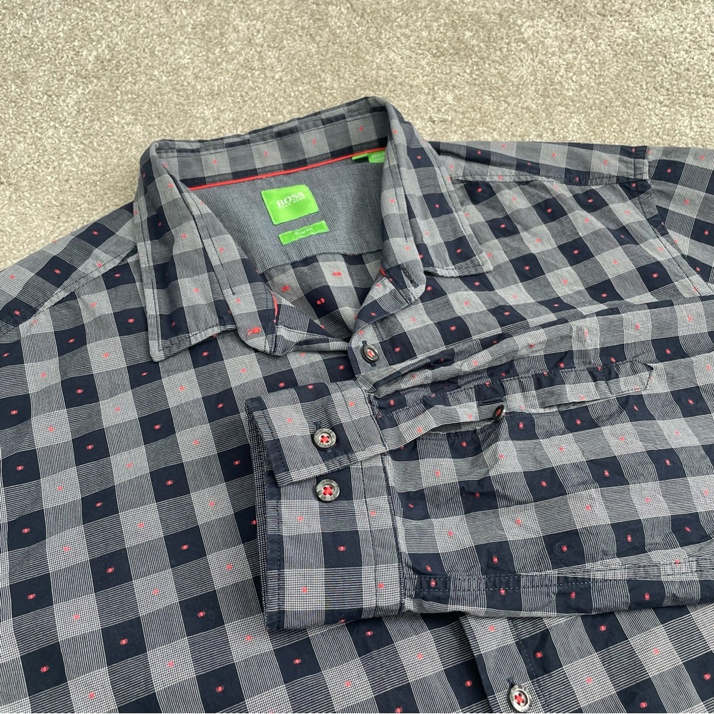 Hugo Boss Gray Checkered Men's Shirt